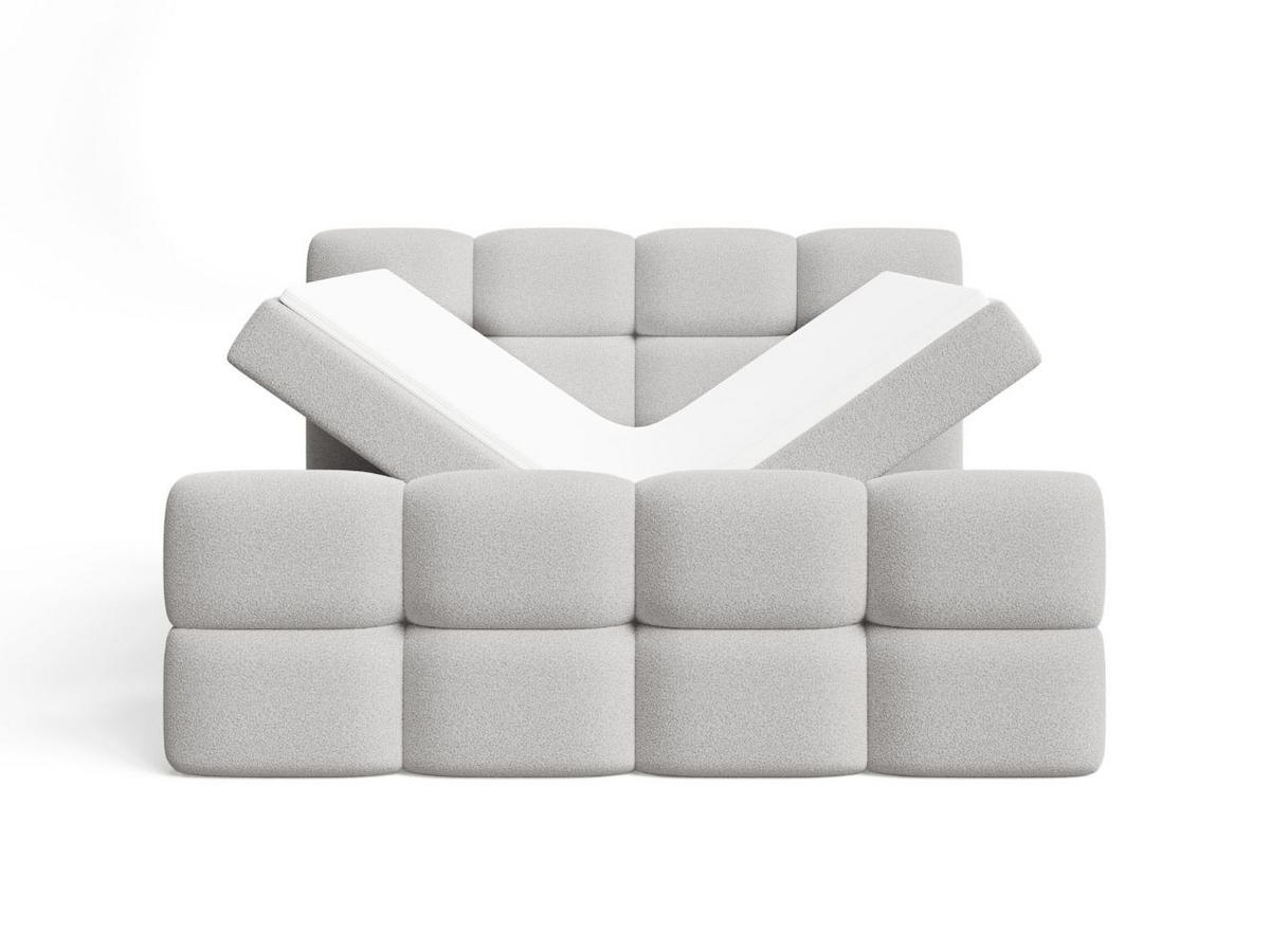 BOXBETT Rivon 140x200 Bouclé-Stoff Hellgrau - Hellgrau, Holz/Textil (140/200cm) - Graingold