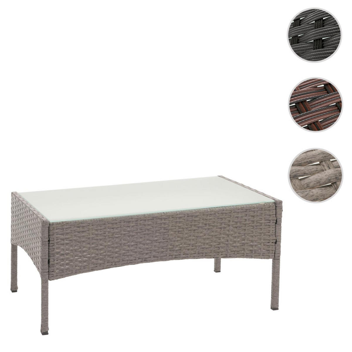 POLY-RATTAN GARTENTISCH rechteck Grau - Grau, Kunststoff (48/79/38cm) - MCW