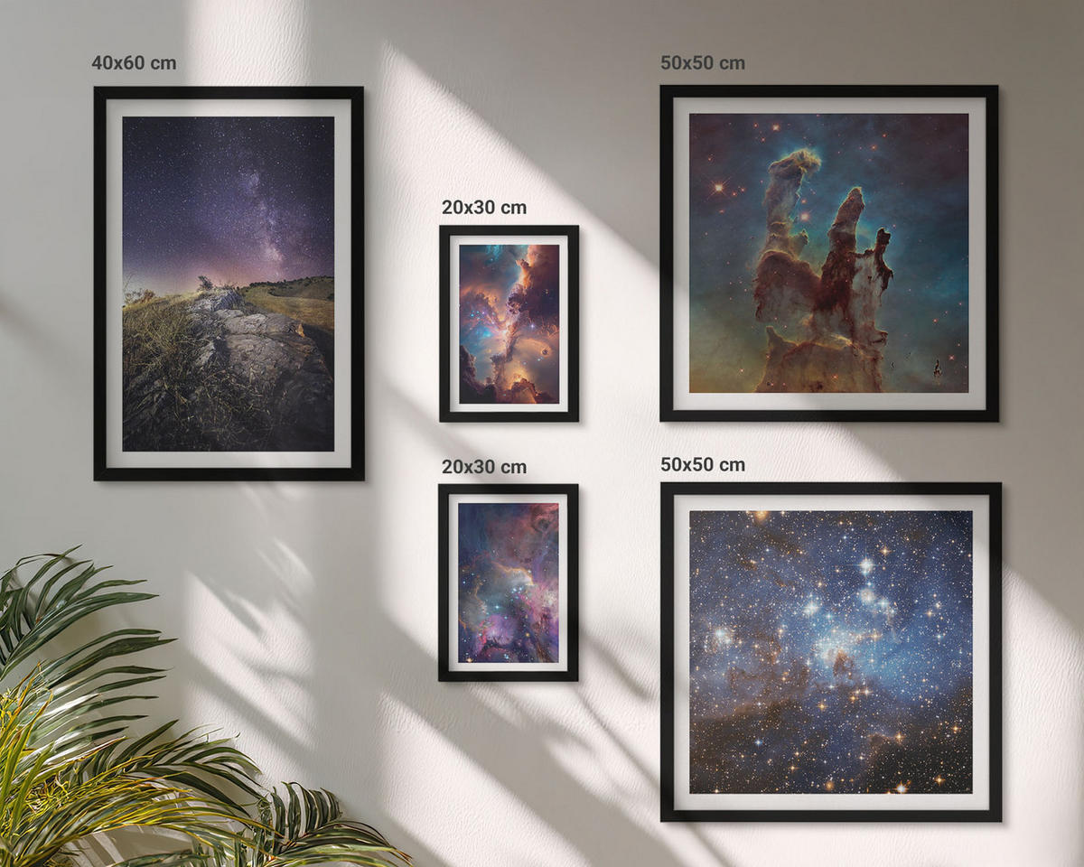 BILDER SET 5er Set - 50x50 cm & 20x30 cm & 40x60 cm Schwarzer Rahmen - Wasserfall in der Schlucht - Schwarz, Kunststoff (40/60cm) - TULUP