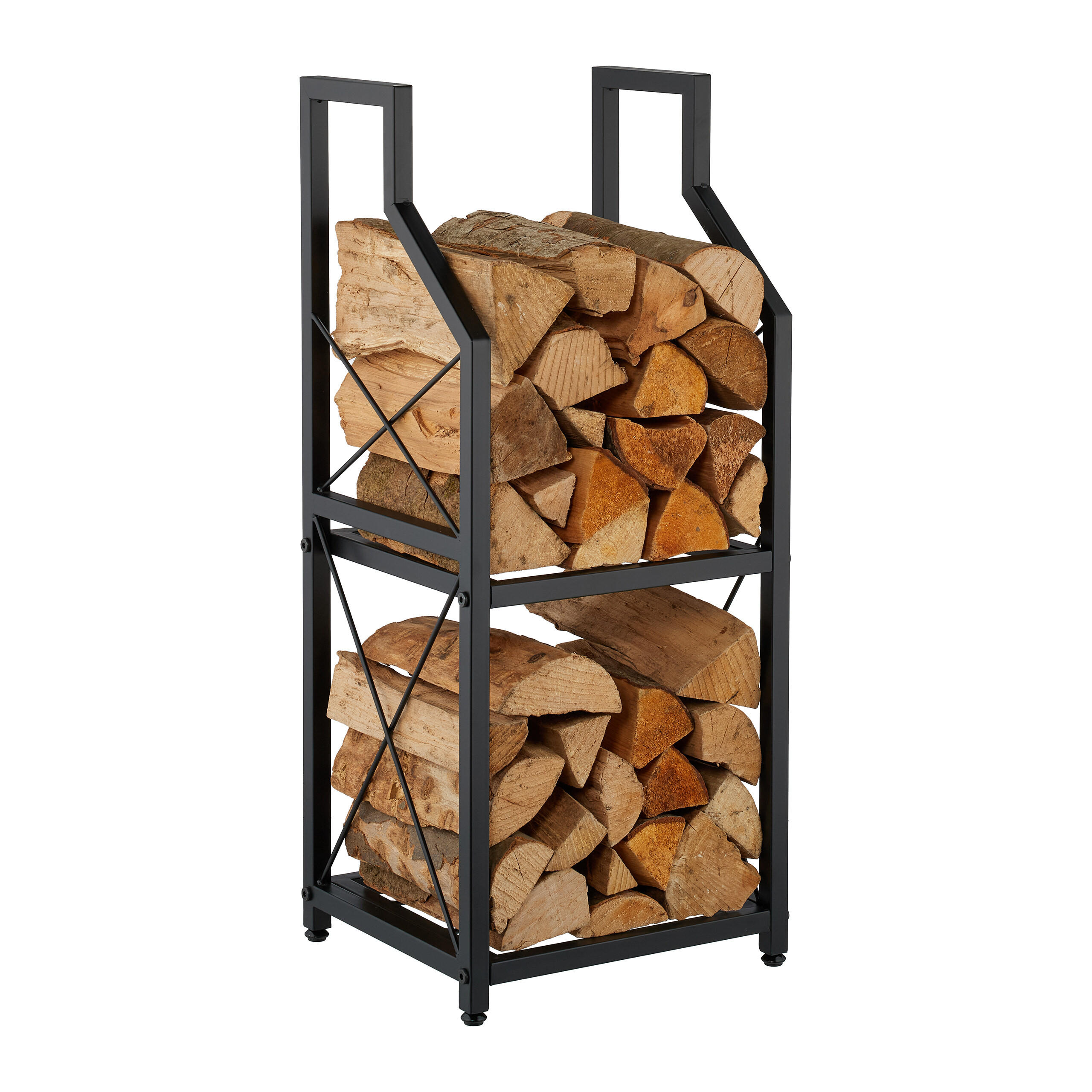 SUPORT PENTRU LEMNE Negru fier 2 niveluri 81,5 cm