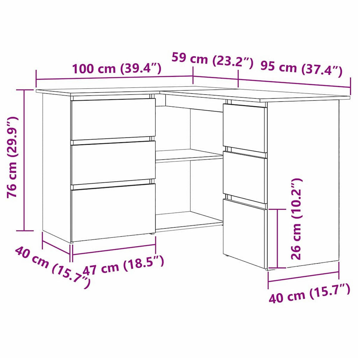 SCHREIBTISCH Mit Regal Schwarz Eichen-Optik 145/100/76 Cm - Schwarz, Holzwerkstoff (145/100/76cm) - vidaXL