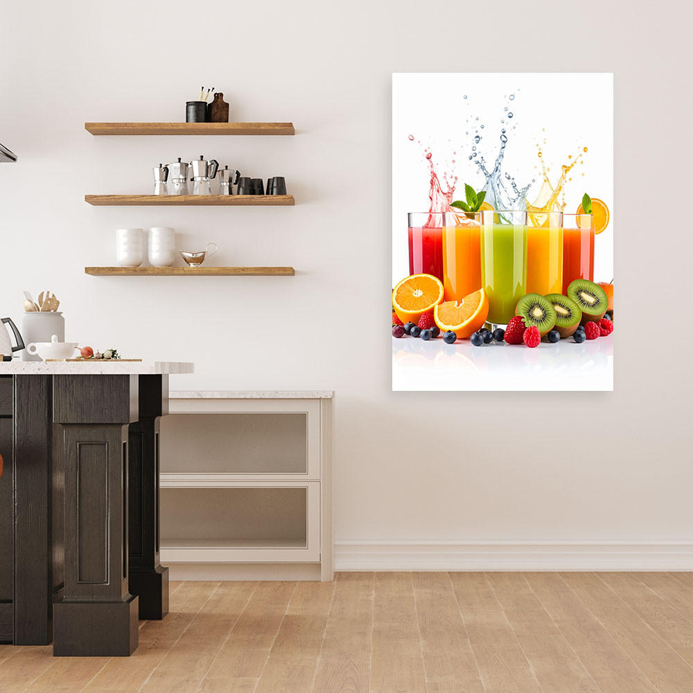 LEINWANDBILD Bunte Fruchtsäfte 80x120cm - Multicolor, Textil (80/120cm) - Feeby