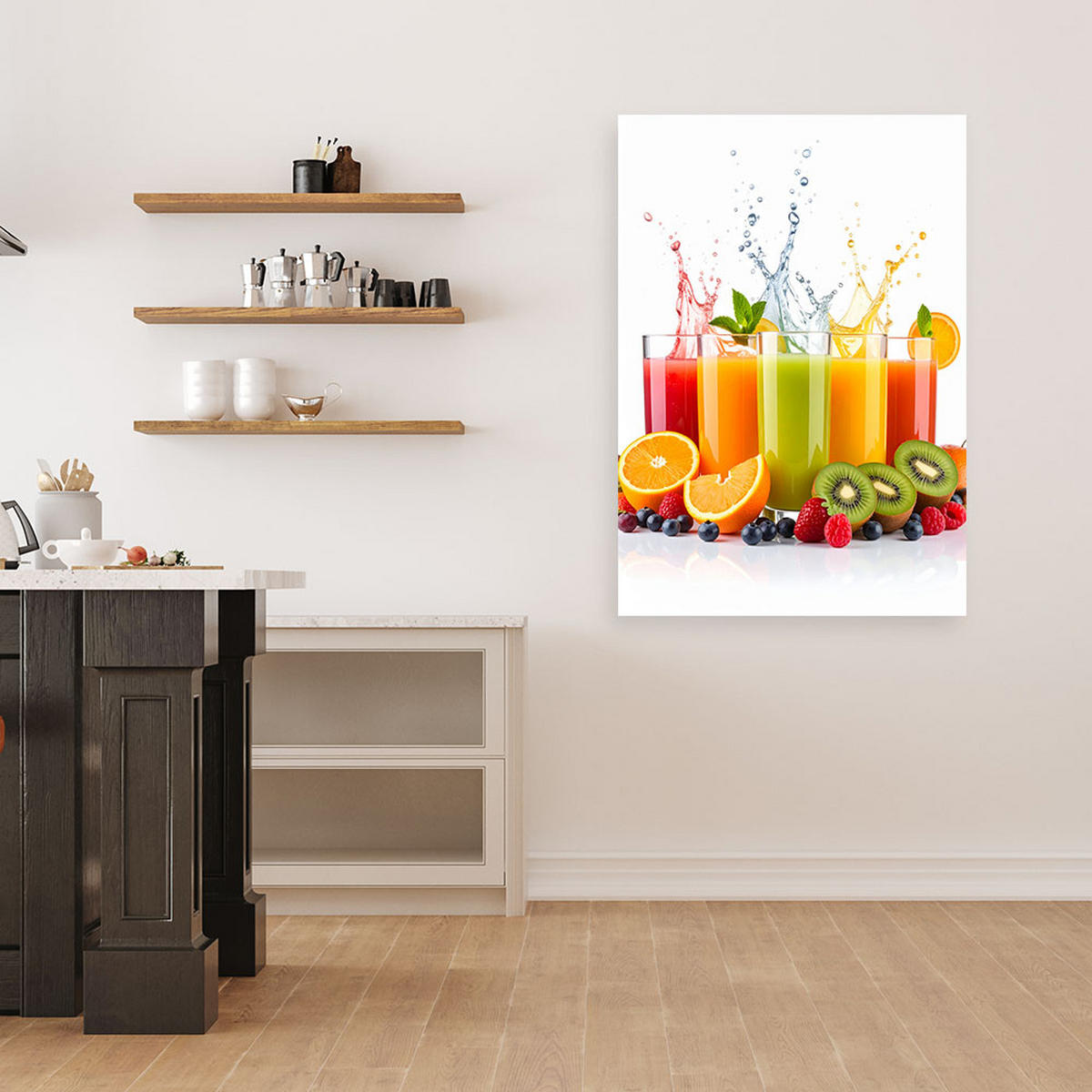 LEINWANDBILD Bunte Fruchtsäfte 80x120cm - Multicolor, Textil (80/120cm) - Feeby