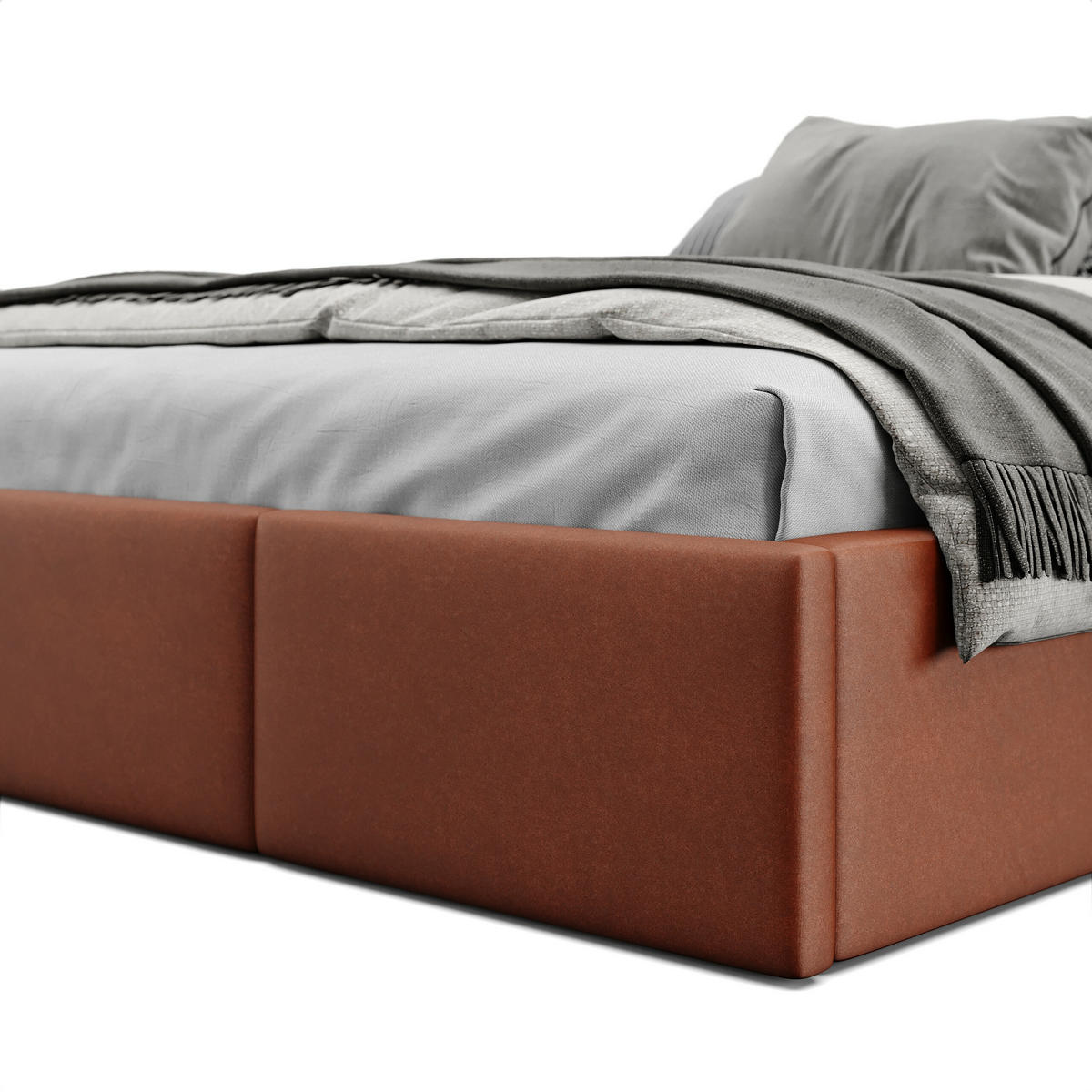 POLSTERBETT für Schlafzimmer Bett mit Stauraum Honigfarbe 180x200cm - Orange/Braun, Holzwerkstoff/Textil (180/200cm) - Muralo