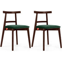 ESSTISCHSTÜHLE LILIO 2 St Vintage, Dunkelgrün / Mahagoni - Dunkelgrün, Holz/Textil (47/76/45cm) - KONSIMO®