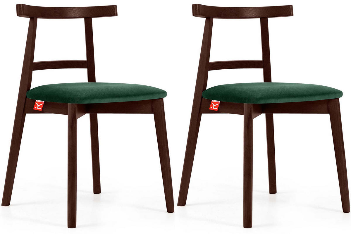 ESSTISCHSTÜHLE LILIO 2 St Vintage, Dunkelgrün / Mahagoni - Dunkelgrün, Holz/Textil (47/76/45cm) - KONSIMO®