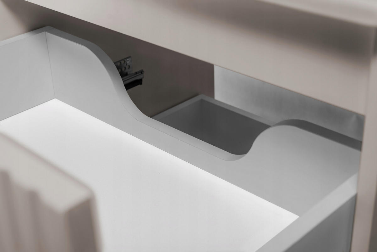 WASCHBECKUNTERSCHRANK FLOW mit Regal + Platte Eiche Craft 160/57/46 cm - Eichefarben, Holzwerkstoff (160/57/46cm) - Rodan