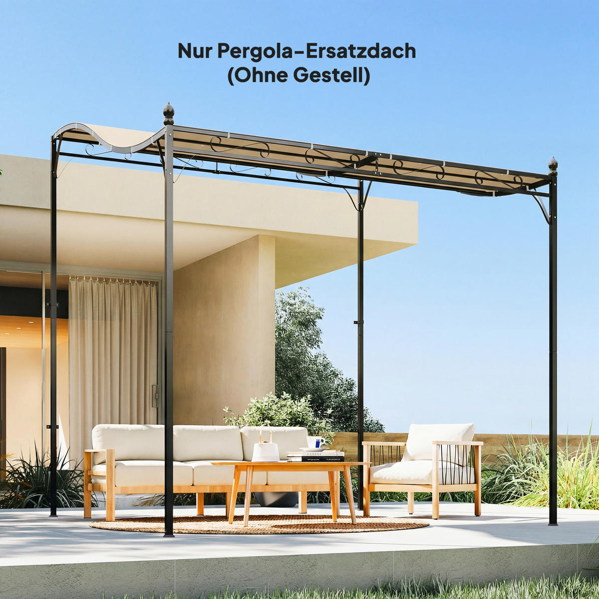 ERSATZDACH für Pergola Sonnensegel für Terrassenüberdachung Ersatz-Dachplane für 3 x 3 m Pavillon 298x293 cm Cremeweiß - Creme, Textil (298/1/293cm)