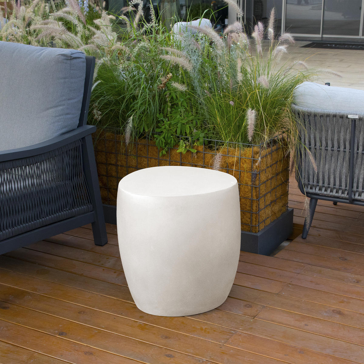 BEISTELLTISCH IKARIA Betonoptik 48 x 48 x 50 cm - Creme, Naturmaterialien (48/48/51cm) - Elementi