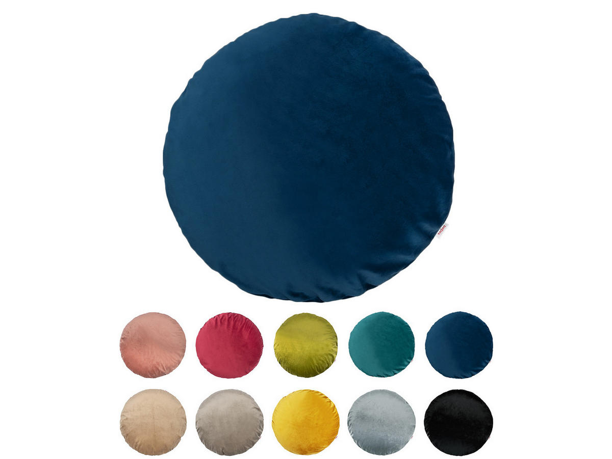 KISSENHÜLLE Rund Samt&Sonders admiral-blau 40 cm Ø - Blau/Dunkelblau, Textil (40/40cm) - beties Heimtextil
