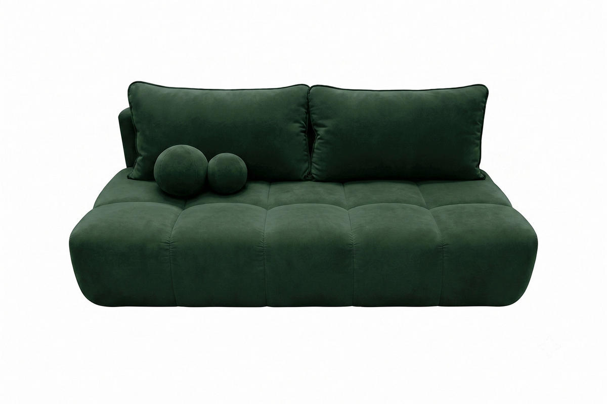 POHOVKA S funkcí spaní A úložným prostorem, sametová látka Bluvel, Zelená, COCO - zelená barva, dřevo (205/97/105cm) - Kaiser Möbel