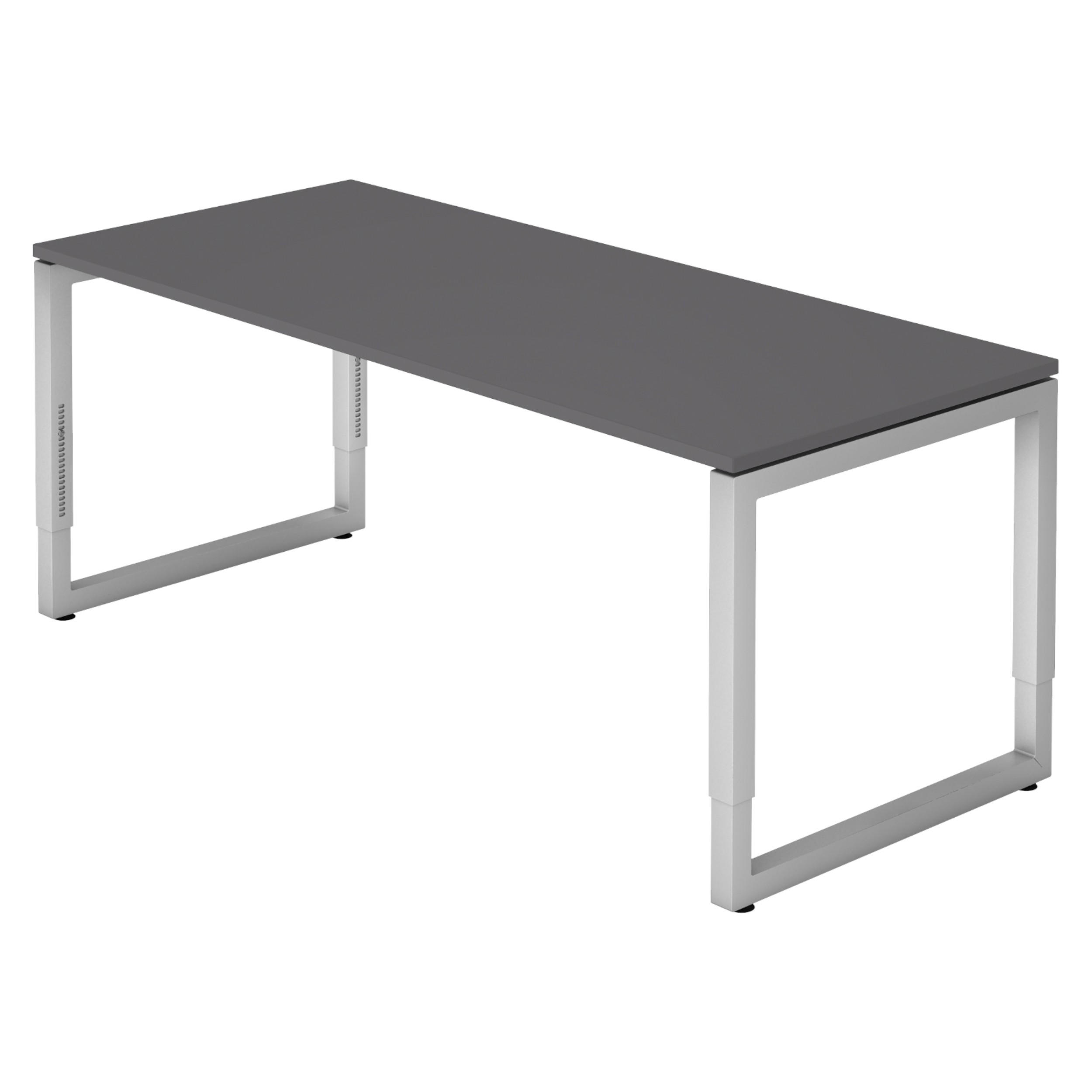 SCHREIBTISCH Serie-R 80/180/74 cm in Graphitfarben/Silberfarben - Silberfarben/Graphitfarben, Holzwerkstoff (80/180/74cm) - bümö