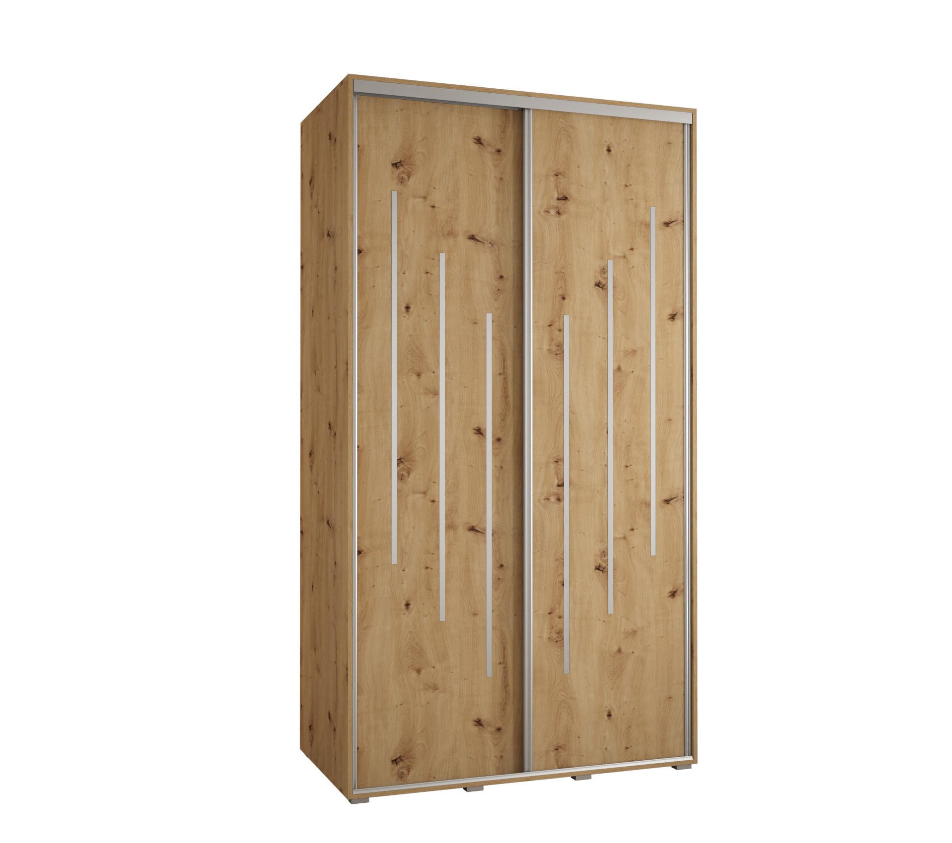 SCHWEBETÜRENSCHRANK 235,2/130/45 2-türig - Silberfarben/Eiche Artisan, Holz/Metall (130/235/45cm) - Abiks Möbel