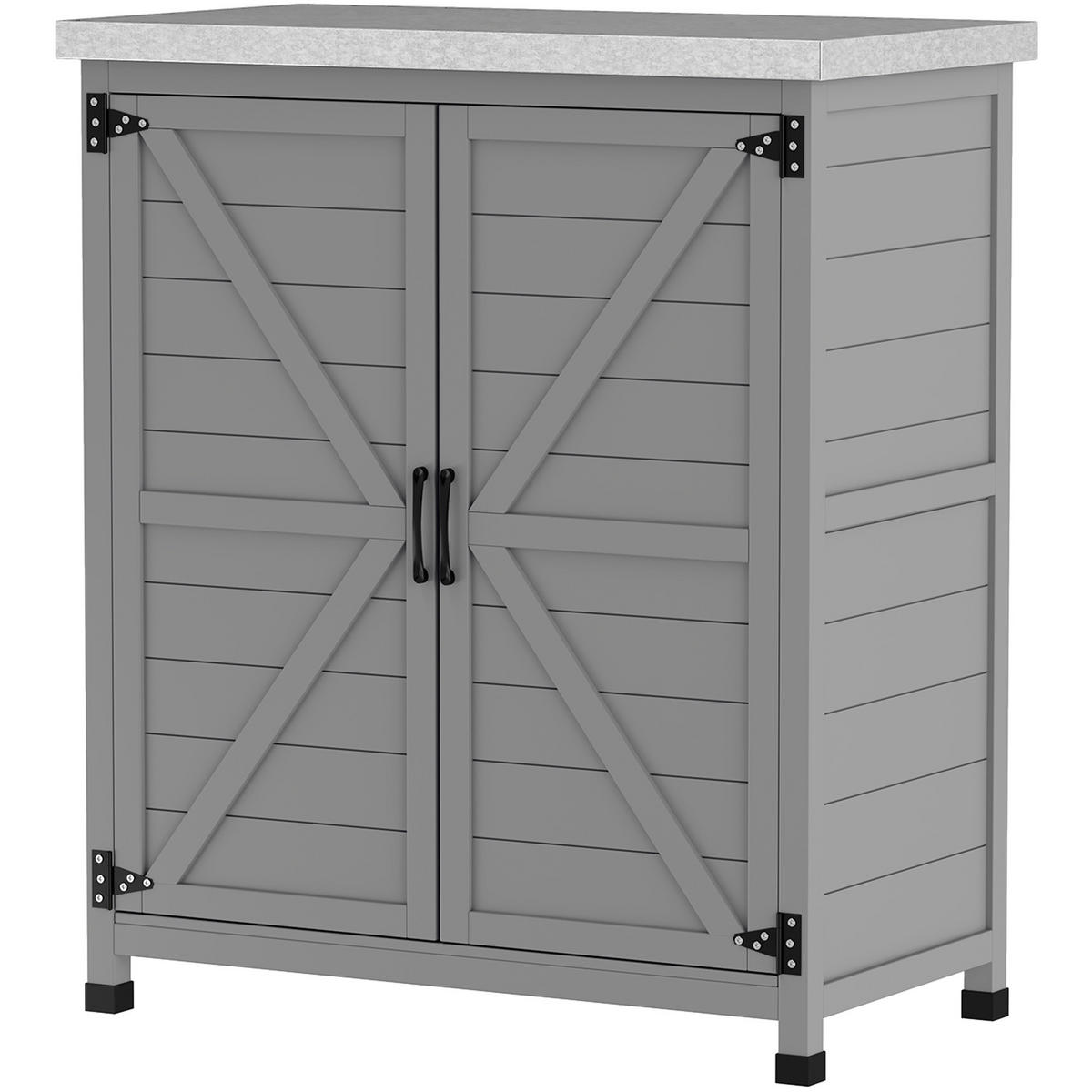 GARTENSCHRANK DE-09216 mit Arbeitsfläche und Innenregal Grau - Grau, Holz (43/92/79cm) - ComfortXL