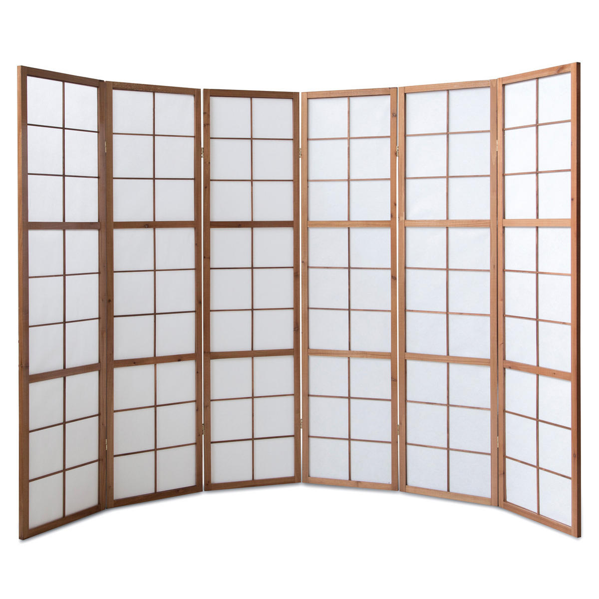 PARAVENT 6-tlg. 264/175 cm Braun Shoji - Braun, Holz (264/175/2cm) - Homestyle4u