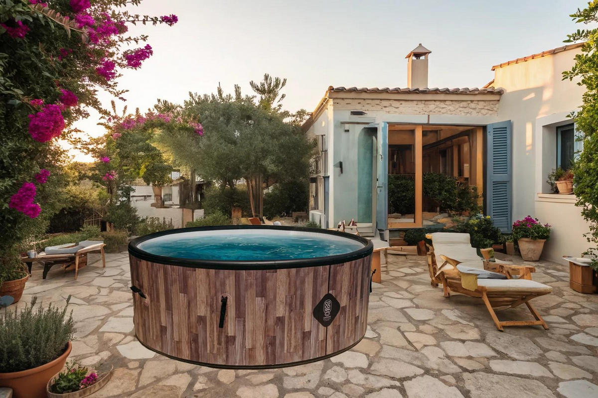 POOL Aufblasbar Fidji - Durchmesser 180 cm - 1100 Liter - 4 Personen - Braun, Kunststoff (180/70/70cm) - COCO SPA