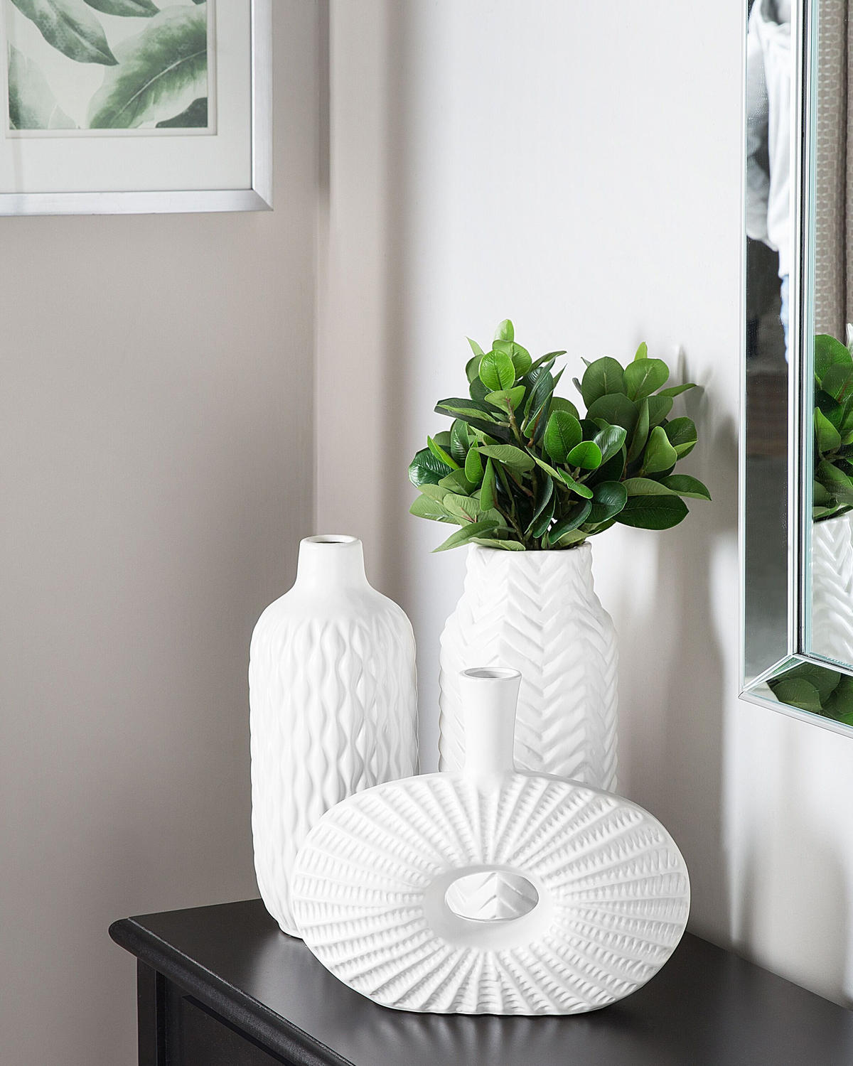 DEKOVASE Steinzeug weiß Xanthos - Weiß, Keramik (32cm) - Beliani