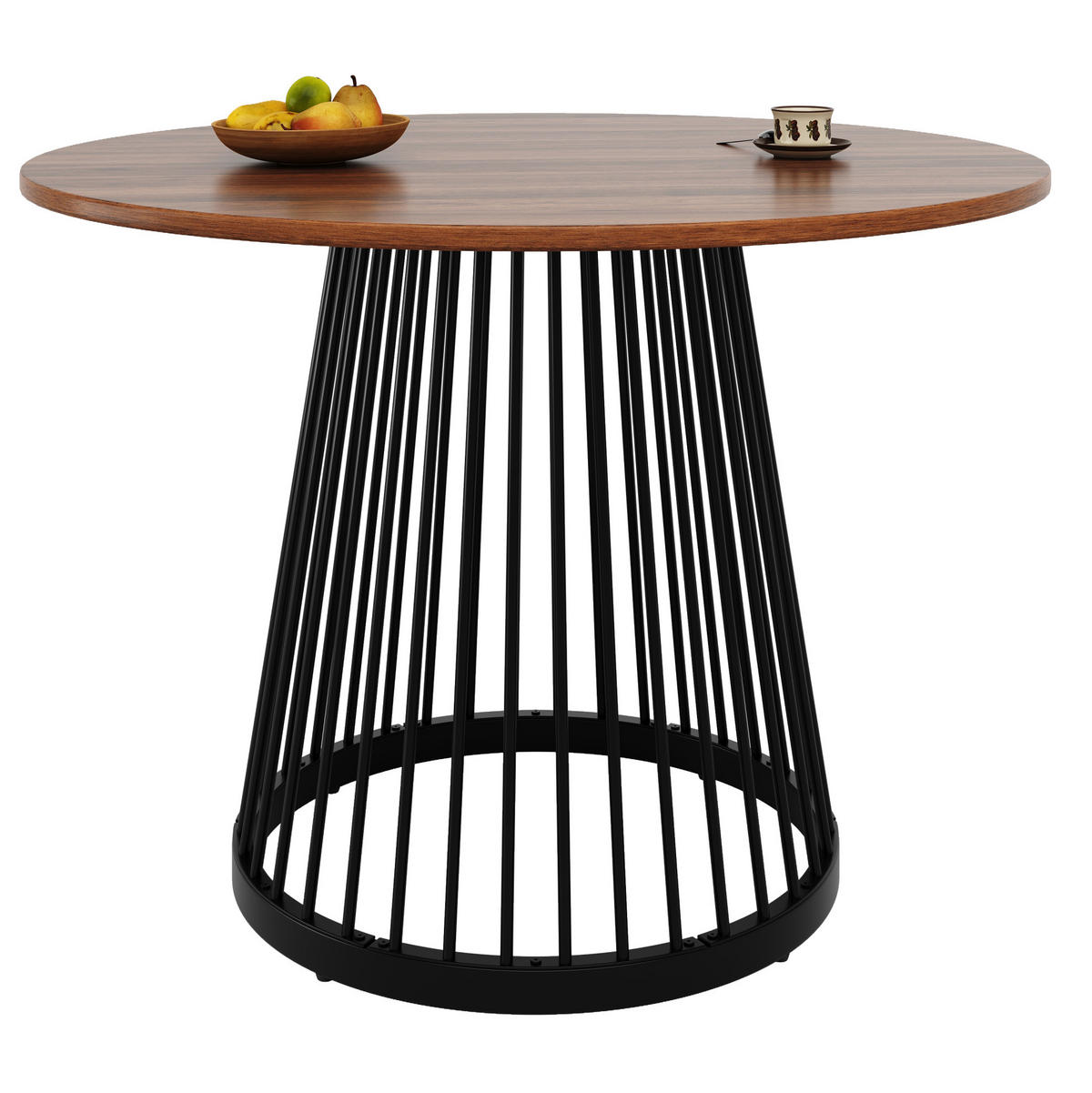 ESSTISCH 80/80/76 cm in Walnussfarben/Schwarz mit Metallgestell - Braun, Holzwerkstoff (80/80/76cm) - Flora Grace