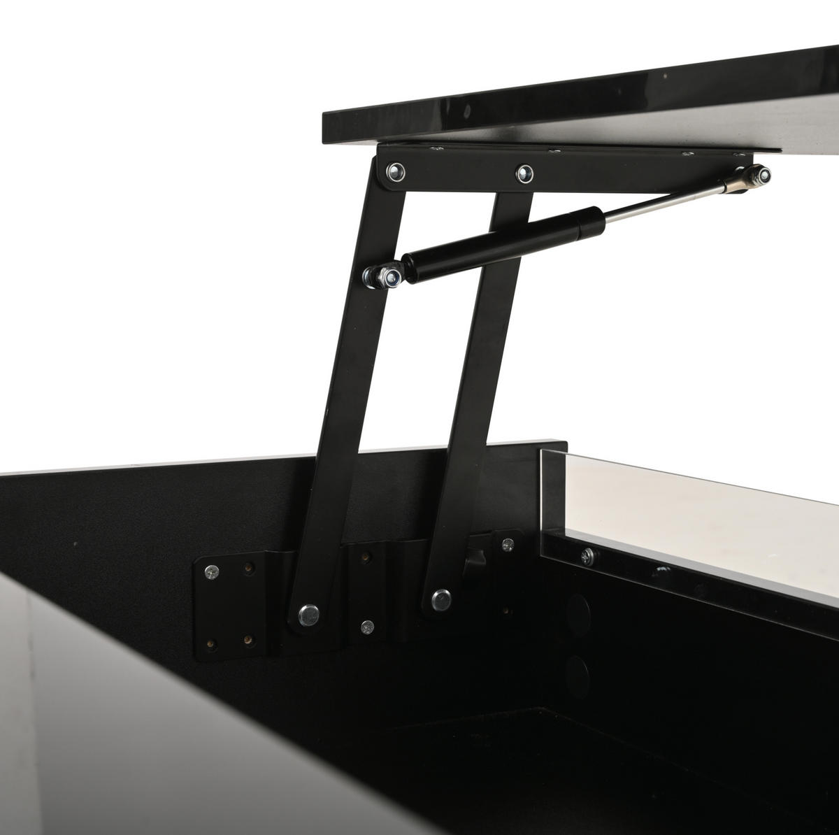 COUCHTISCH 70/70/38 cm mit anhebbarer Tischplatte, LED-Beleuchtung, Schublade und verstecktem Stauraum, Schwarz - Schwarz, Holzwerkstoff (70/70/38cm) - Redom