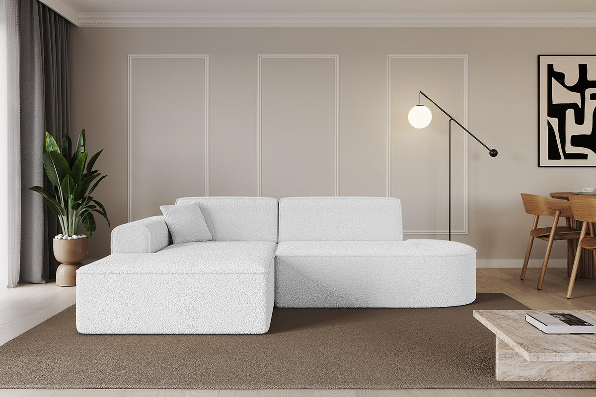 ECKSOFA Ottomane Links IREA-L1-v3 - 232x165x77 cm Weiß - Weiß, Holzwerkstoff/Textil (232/165cm) - ALTDECOR
