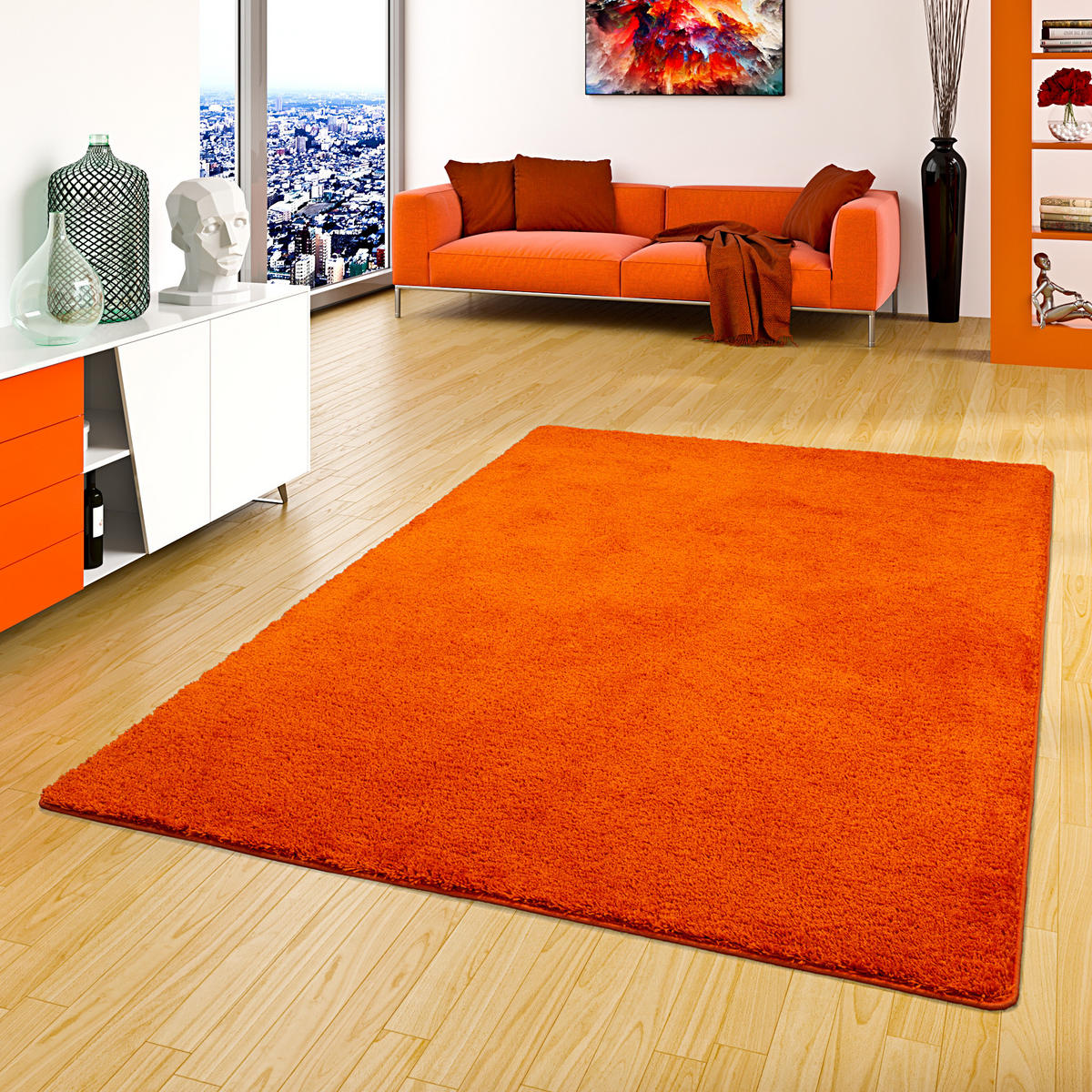 HOCHFLOR SHAGGY TEPPICH PALACE - Orange, Textil (80/160cm) - Snapstyle