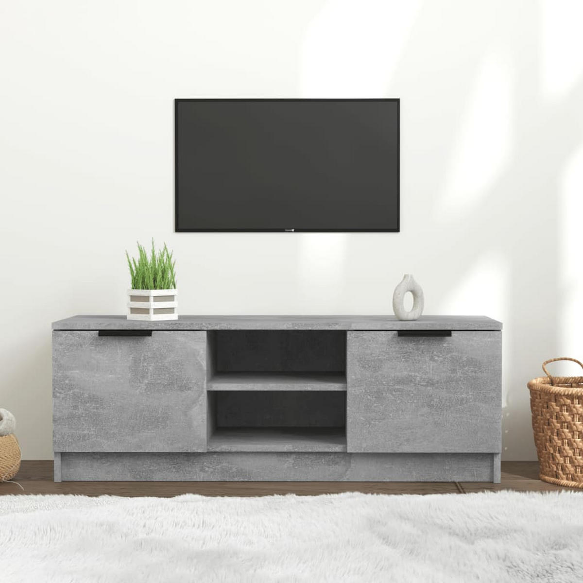 TV-SCHRANK Betongrau 102/35/36,5 Cm Holzwerkstoff - Grau, Holzwerkstoff (30/40/120cm) - vidaXL