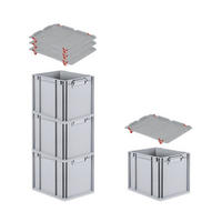 EUROBOX 4x Nextgen Economy Mit Auflagedeckel Grau/Rot Griffe Geschlossen 30 Liter - Rot, Kunststoff (30/32/40cm) - PROREGAL