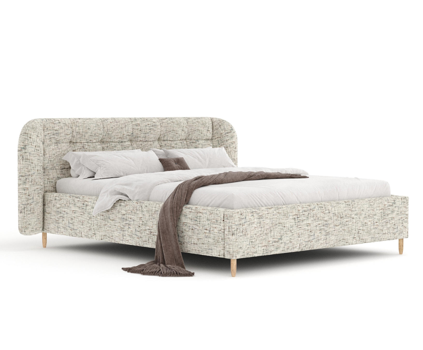 POLSTERBETT Nuno Beige 160/200 cm im Chenille-Stoff - Beige/Naturfarben, Holz/Holzwerkstoff (160/200cm) - Maison de Reve