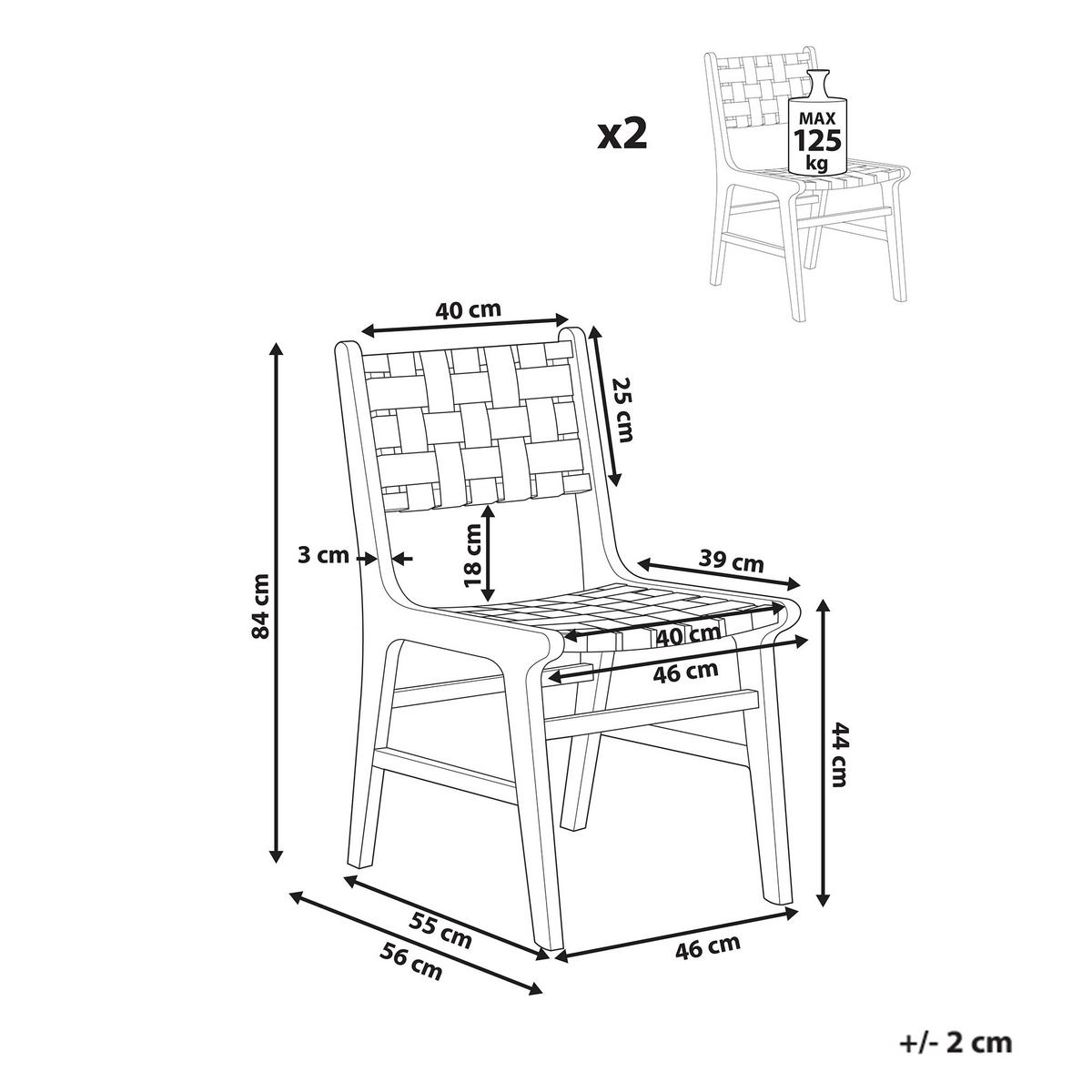 ESSZIMMERSTUHL 2er-Set Hellbeige Humble - Beige/Braun, Holz (46/84/56cm) - Beliani