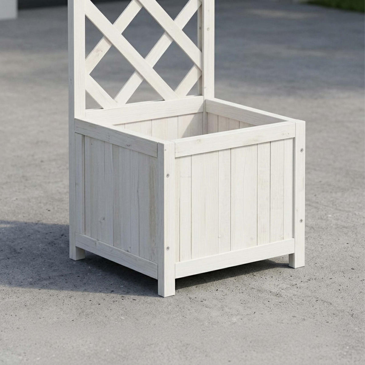 RANKKASTEN Weiß Tannenholz mit Rankgitter 90x36x36 cm - Weiß, Holz (36/90/36cm) - Relaxdays