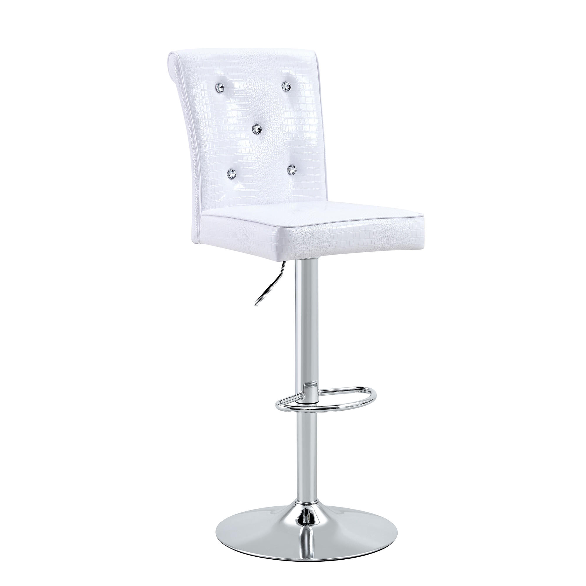 BARHOCKER DE-36795 2er-Set mit Kristallknopf-Details Weiß - Silberfarben/Weiß, Metall (42/125/55cm) - ComfortXL