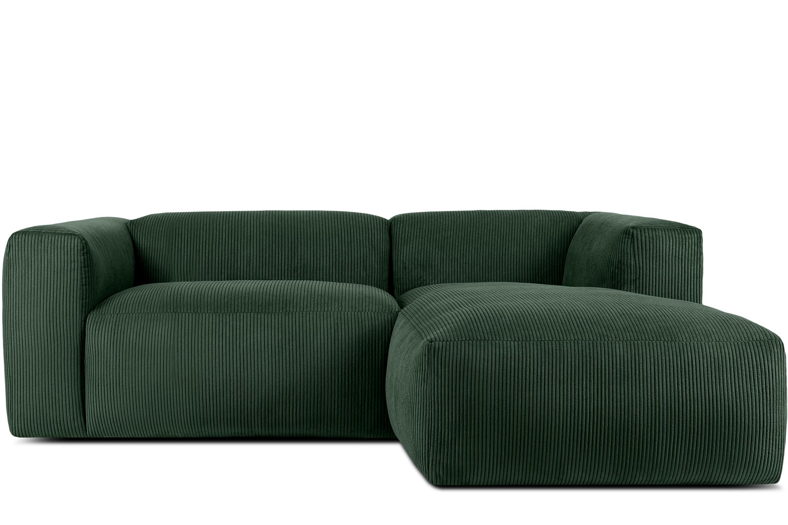 ECKMODULSOFA-RECHTS BUFFO 3/4 Sitzer mit extrem weicher Sitzfläche, Kordstoff, dunkelgrün - Dunkelgrün, Textil (237/180cm) - KONSIMO®