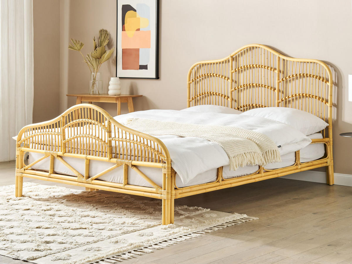 DOPPELBETT 160/200cm Heller Holzfarbton Domeyrot - Hellbraun, Naturmaterialien (160/200cm) - Beliani