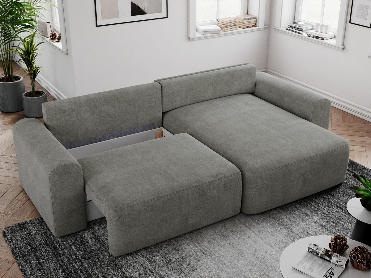 ECKSOFA NELSON Grau Struktur - Schwarz/Grau, Kunststoff/Textil (274/152cm) - MKS