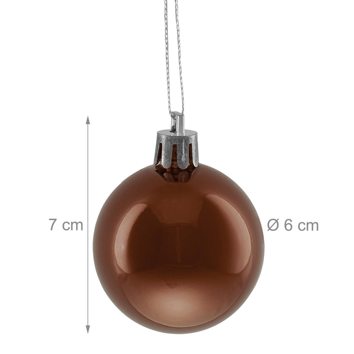 50XWEIHNACHTSKUGELN - Braun, Kunststoff (6/7/6cm) - Relaxdays