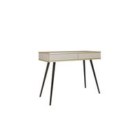 KONSOLENTISCH FORNO (Beige, Goldene Details, 2 Schubladen, schwarze Metallfüße) - Beige/Schwarz, Holz/Holzwerkstoff (50/102/80cm) - Ravio