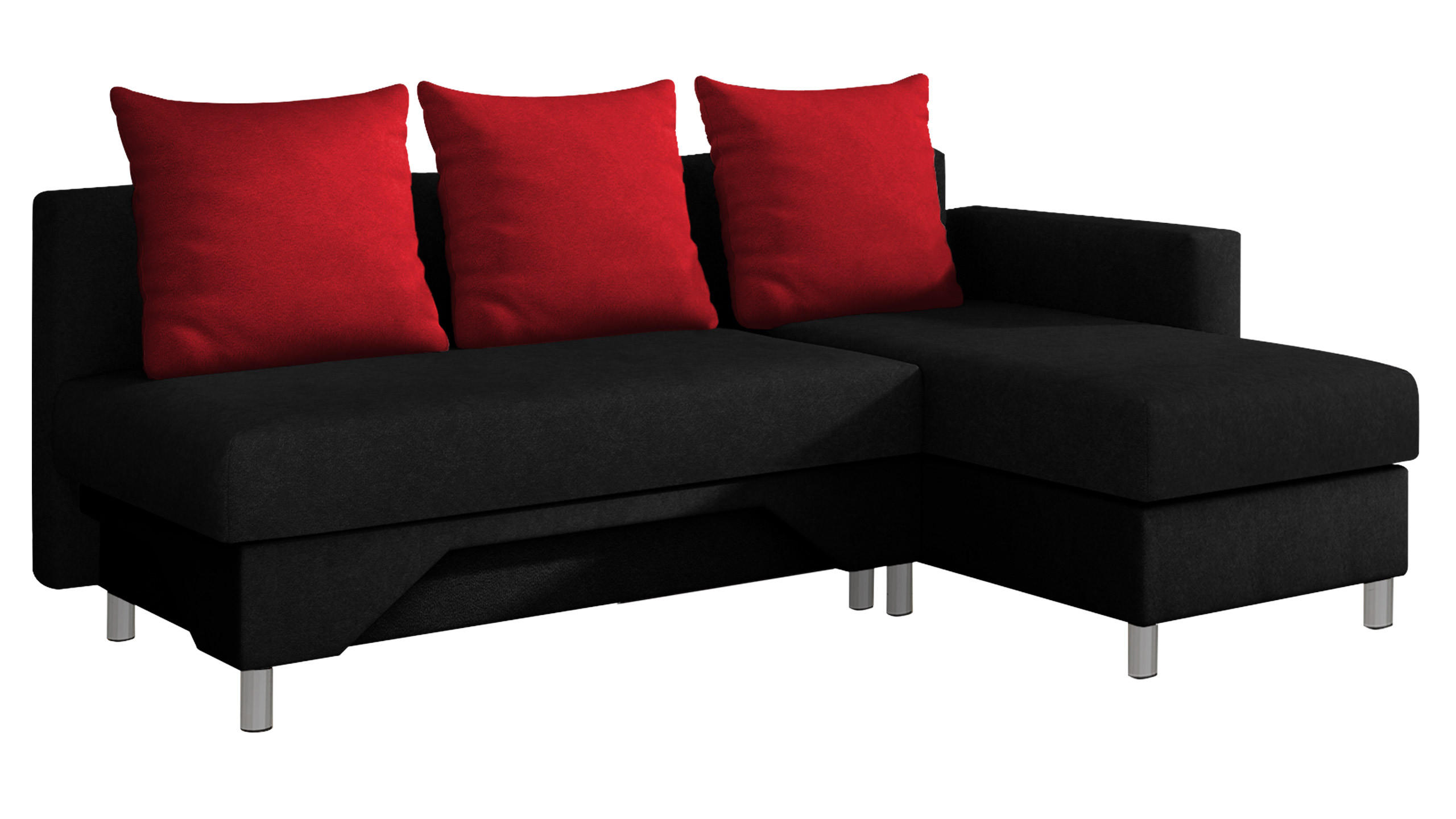 ECKSOFA Tom, Seite: Rechts - Rot/Schwarz, Holz/Kunststoff (215/133cm) - MIRJAN24