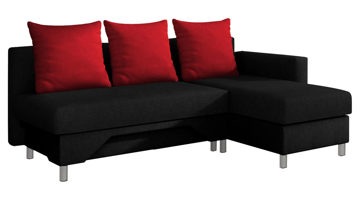 ECKSOFA Tom, Seite: Rechts - Rot/Schwarz, Holz/Kunststoff (215/133cm) - MIRJAN24