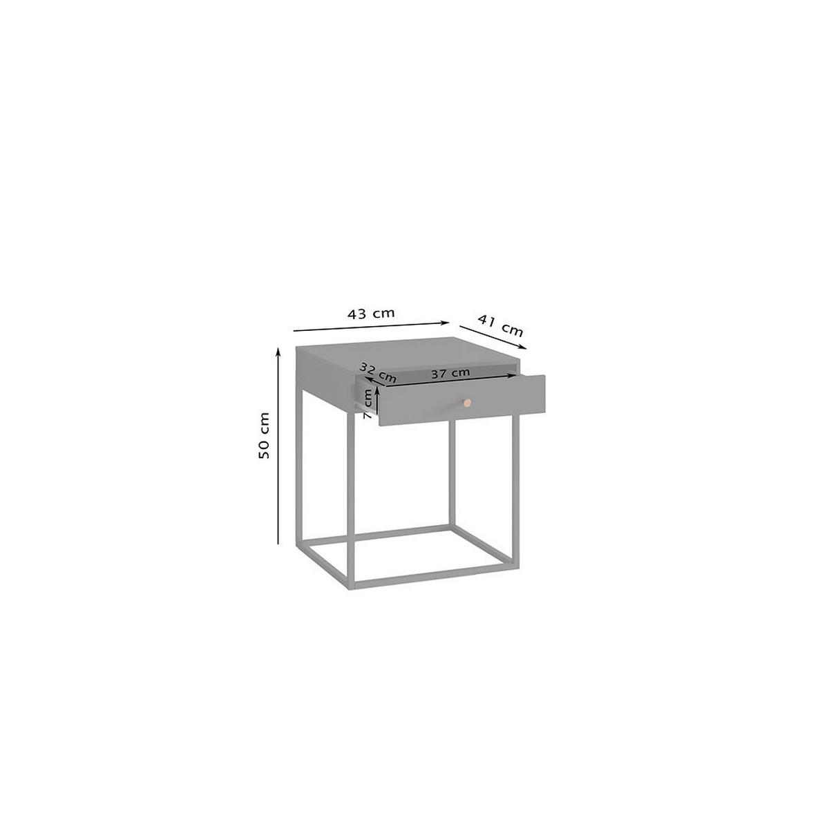 NACHTTISCH Pops Weiß 41/43/50 cm - Weiß, Metall (41/50/43cm) - ebuy24