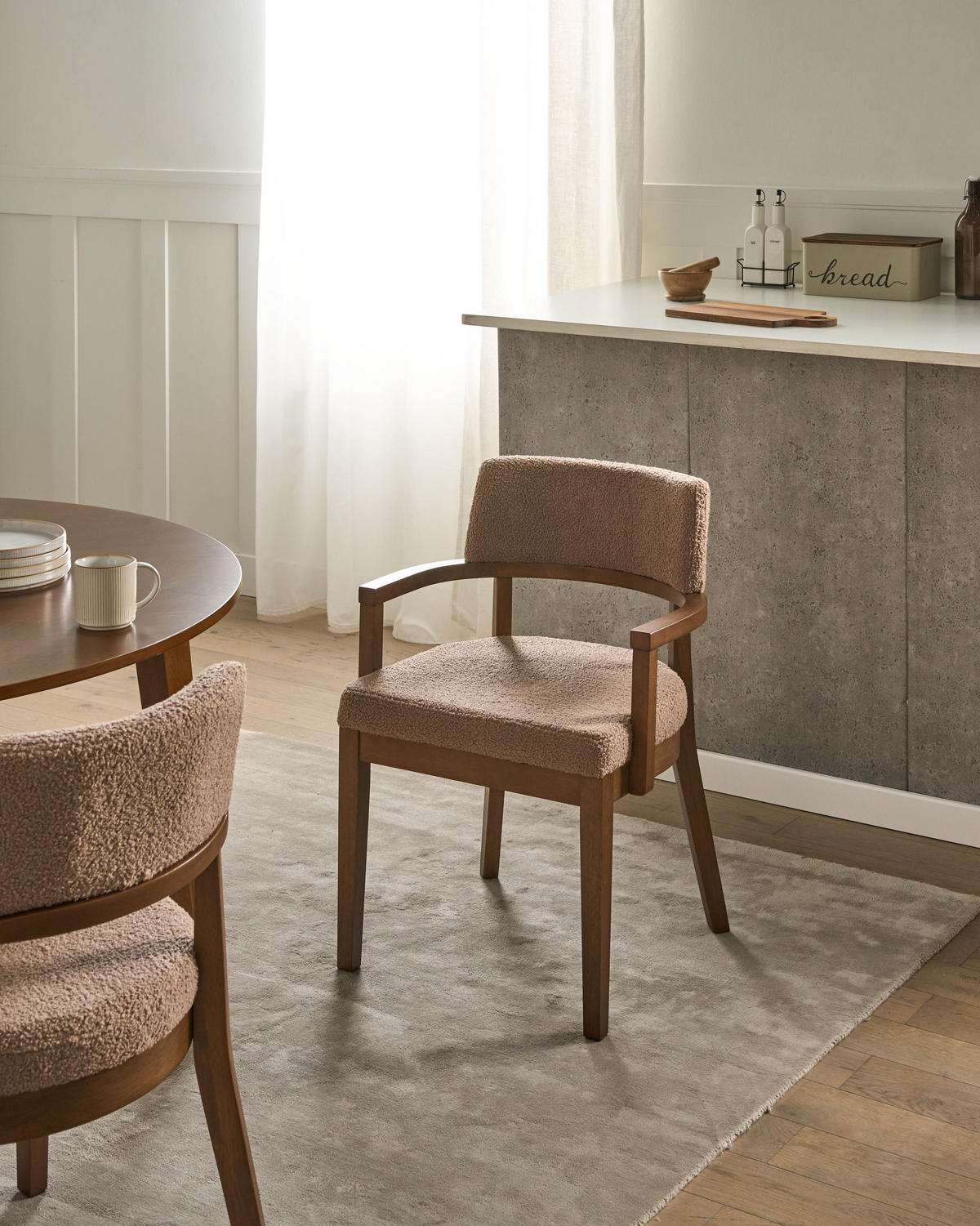 ESSZIMMERSTUHL 2er-Set Beige Taupe - Beige/Dunkelbraun, Textil (59/82/56cm) - Beliani