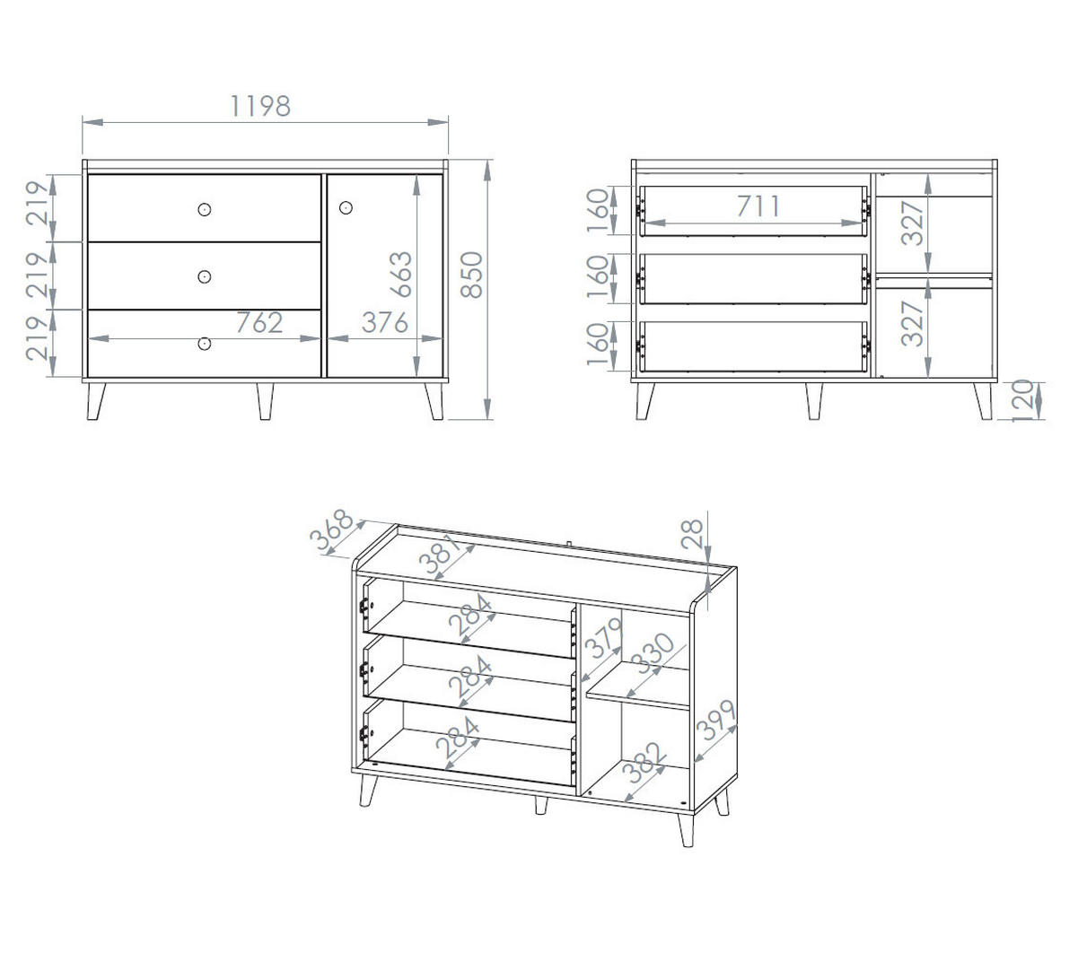 KOMMODE Mevel Wüstensand / Millennial Pink 120 / 40 / 85cm - Pink, Holz/Holzwerkstoff (120/85/40cm) - Feldmann-Wohnen