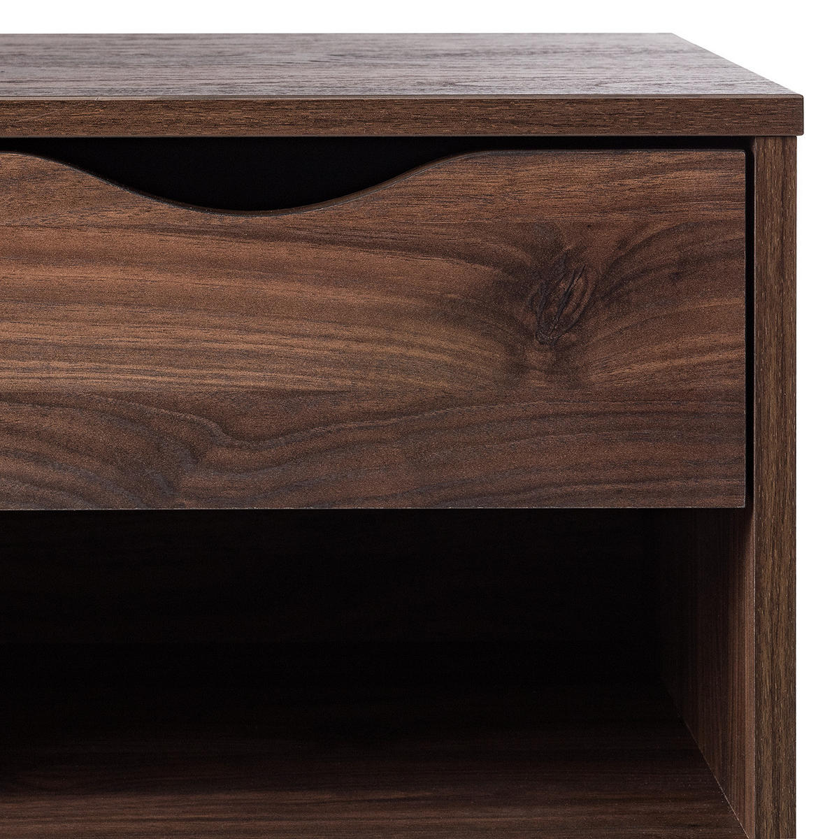 NACHTKOMMODE mit 1 schublade - Walnuss Dekor - Walnussfarben/Schwarz, Holzwerkstoff (50/49/39cm) - home24