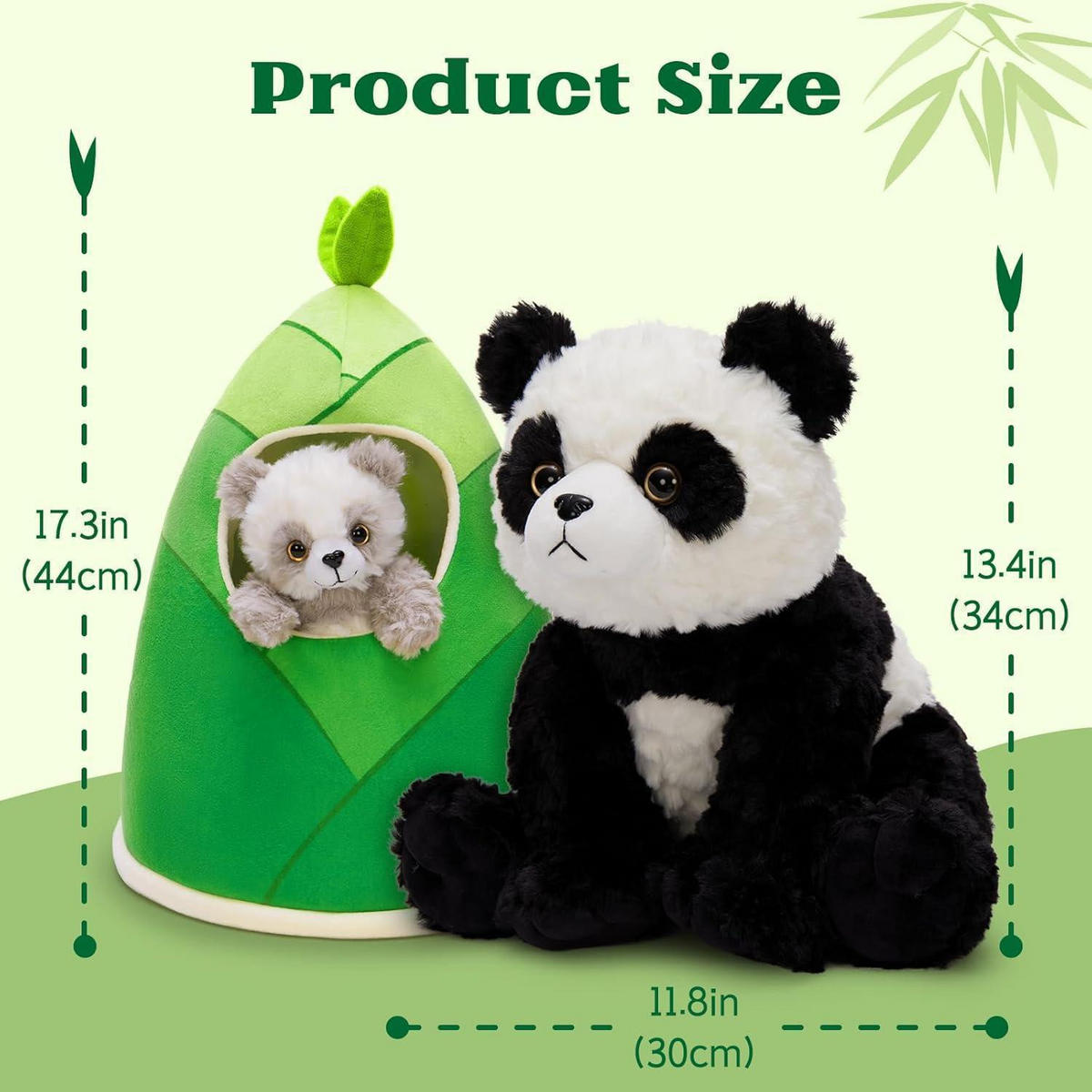 PLÜSCHTIER-SET Panda mit Bambustasche 5-teilig - Multicolor, Textil (30/44cm)