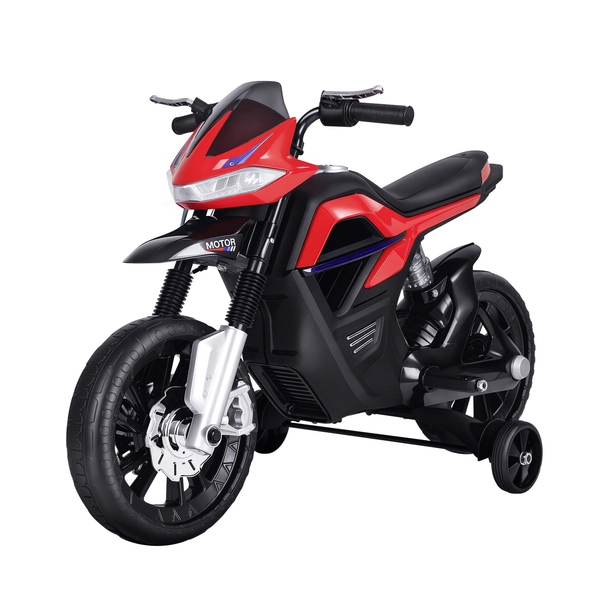 ELEKTRO-MOTORRAD DE-12979 mit Stützrädern Rot - Rot, Kunststoff (105/52/62cm) - ComfortXL