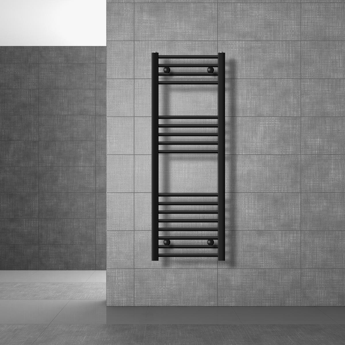 BADHEIZKÖRPER elektrisch Sahara 400x1200 mm Schwarz gerade mit Heizstab 1200W Digital - Schwarz, Metall (40/120/3cm) - LuxeBath