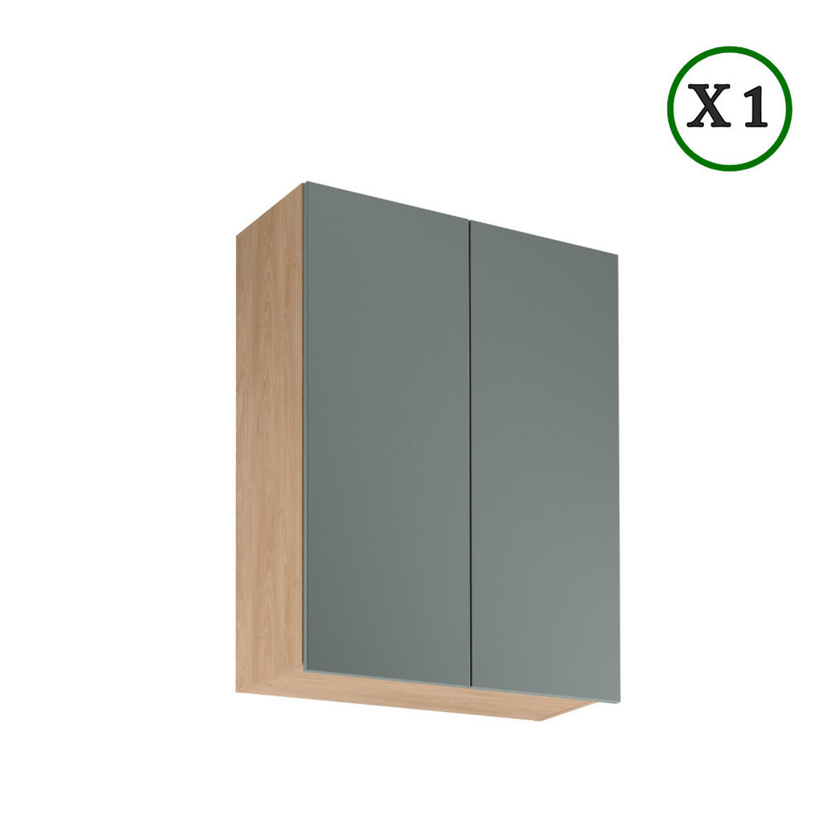 KÜCHENZEILE 200 cm - Sorento K1-M200 - in Grün / Sonoma Eiche - Schwarz/Grün, Holzwerkstoff/Metall (200/210/58cm)