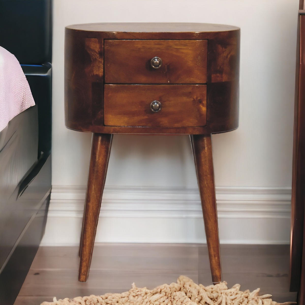 NACHTTISCH Mini - Kastanienfarben/Messingfarben, Holz/Metall (35/50/25cm) - Artisan Furniture