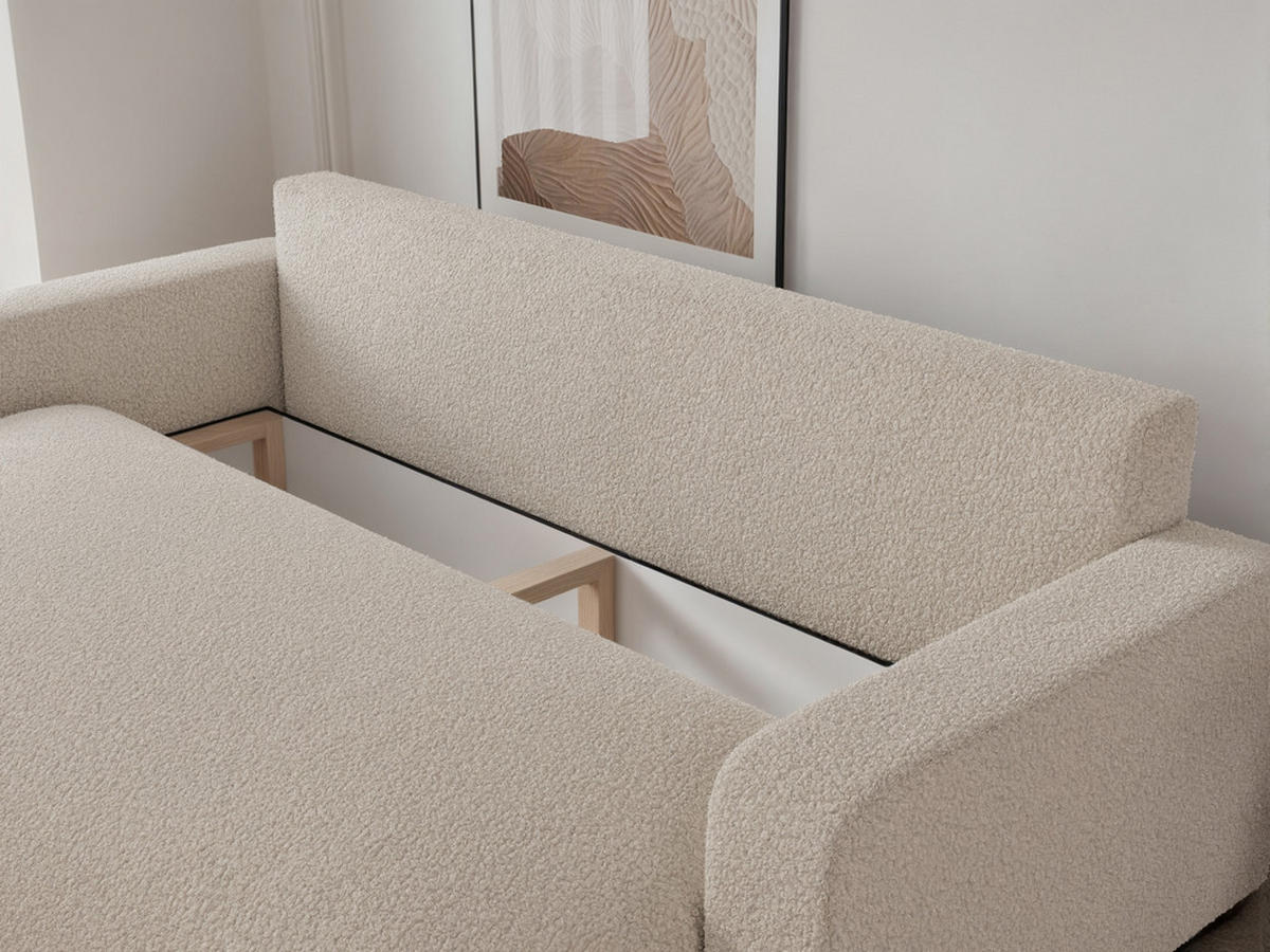 SCHLAFSOFA PIANO mit Bettkasten, Creme - Creme, Textil (246/79/93cm) - Idohome