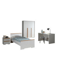 KINDERZIMMER komplett Set 4-tlg. Kariotta 17 Weiß Griffe Massivholz - Buchefarben/Weiß, Holzwerkstoff (539/1/258cm) - 58aufmkessel