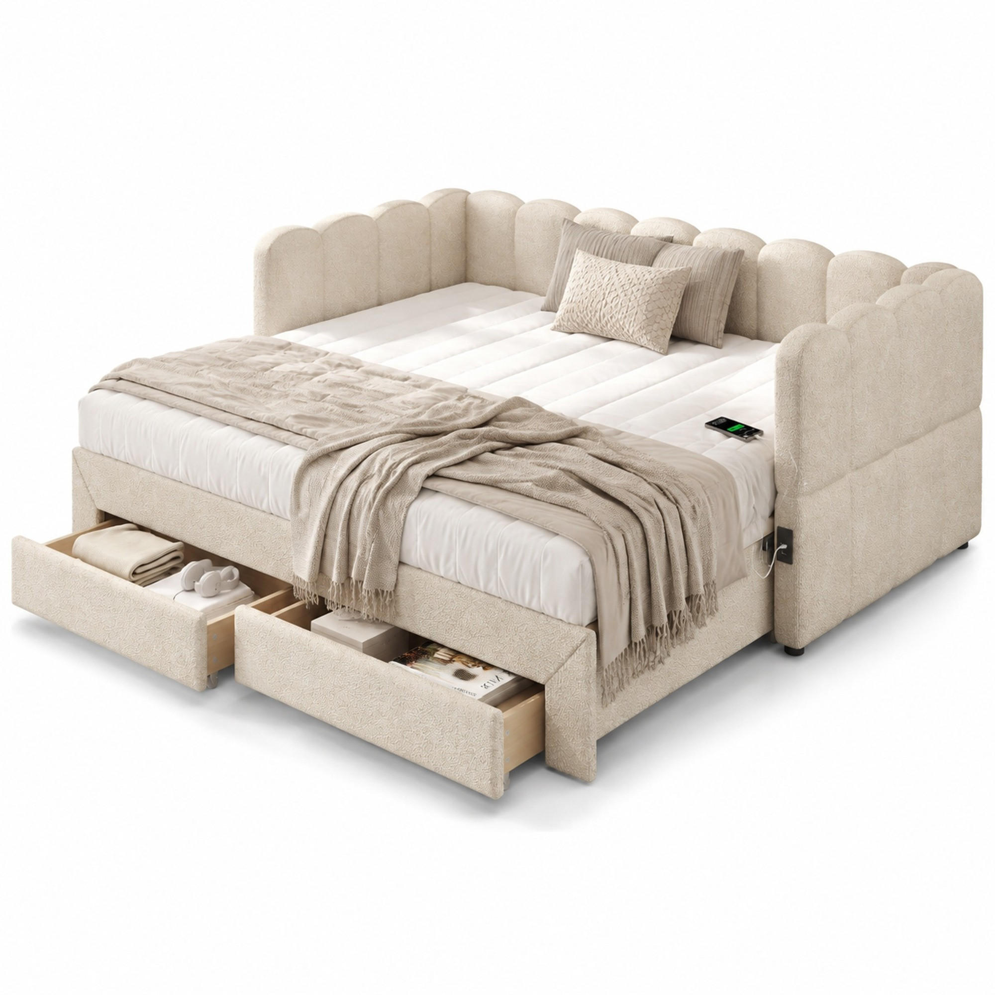 Chicfurn Polsterbett Beige 90x190 cm